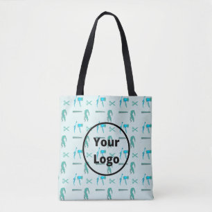 Teal hairdresser business pattern tote bag