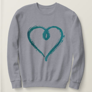 Teal Hand Drawn Heart Sweatshirt
