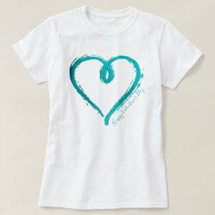 Teal Hand Drawn Heart Tshirt