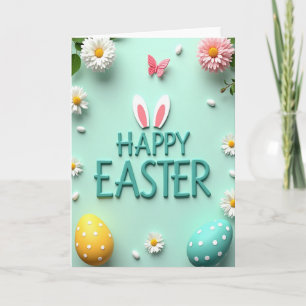 Teal Happy Easter Design Card