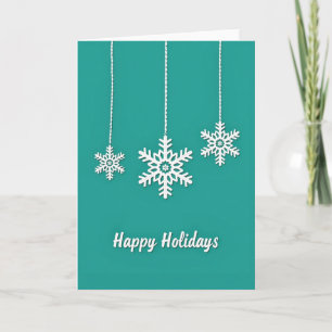Teal Happy Holidays Snowflake Card