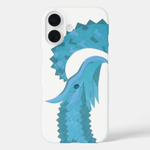 Teal heart dragon on white iPhone 16 case