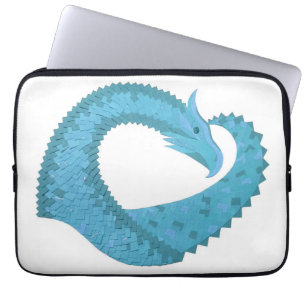 Teal heart dragon on white laptop sleeve
