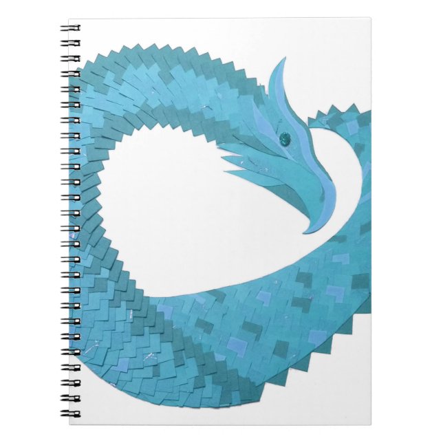 Teal heart dragon on white notebook (Front)