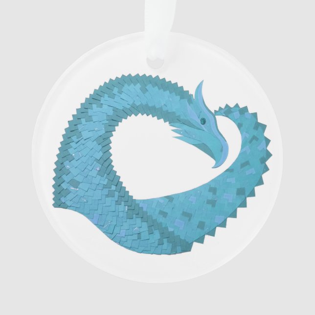 Teal heart dragon on white ornament (Front)