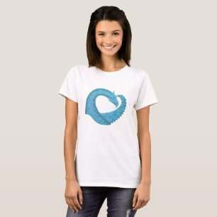 Teal heart dragon on white T-Shirt