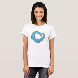 Teal heart dragon on white T-Shirt