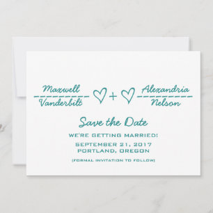 Teal Heart Equation Save the Date Invite