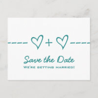 Teal Heart Equation Save the Date Postcard