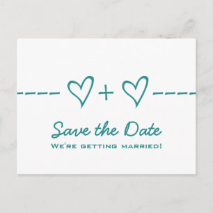 Teal Heart Equation Save the Date Postcard
