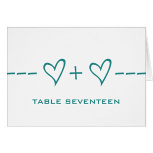 Teal Heart Equation Table Number Card