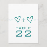 Teal Heart Equation Table Number Postcard