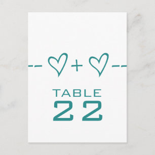 Teal Heart Equation Table Number Postcard