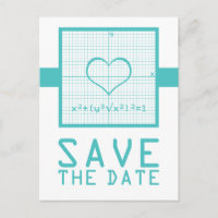 Teal Heart Math Graph Save the Date Postcard