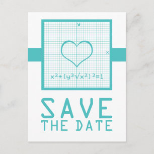 Teal Heart Math Graph Save the Date Postcard
