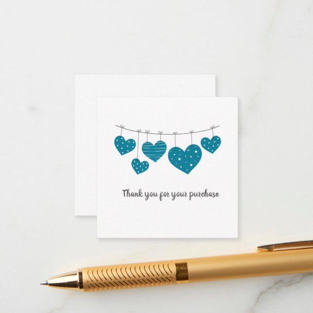 Teal Heart Thank You Card (Front/Back In Situ)