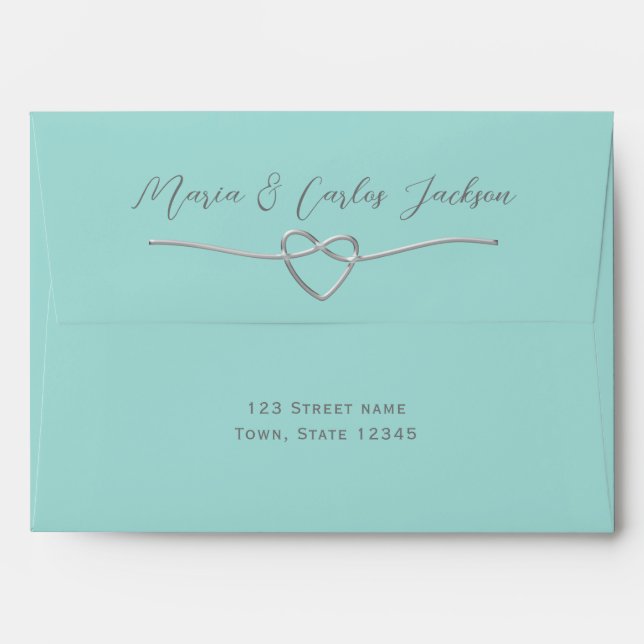 Teal Heart Wedding Envelope (Back (Top Flap))