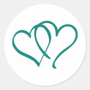 Teal Hearts Classic Round Sticker