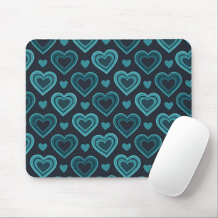 Teal Hearts Mouse Pad