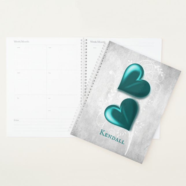 Teal Hearts Personalised Planner (Display)