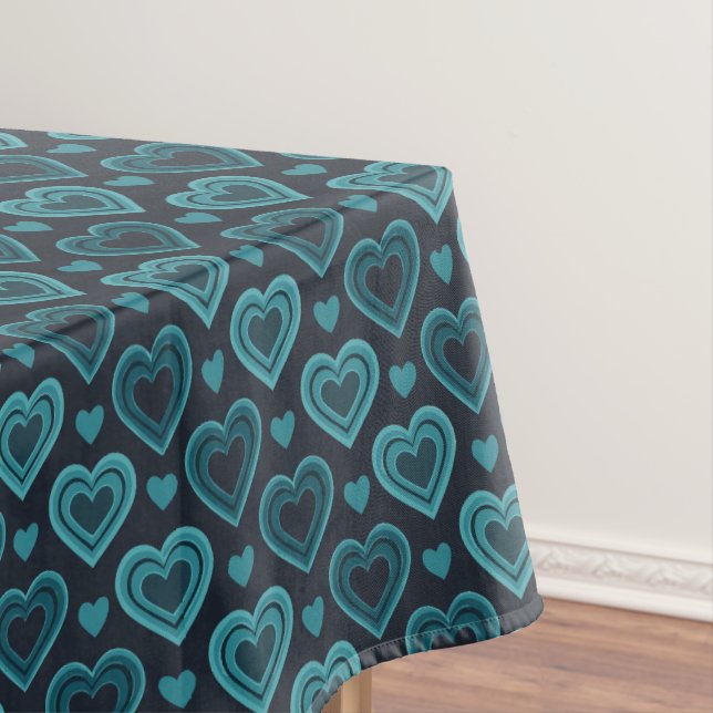 Teal Hearts Tablecloth (In Situ)