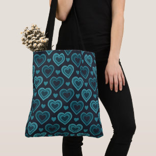 Teal Hearts Tote Bag