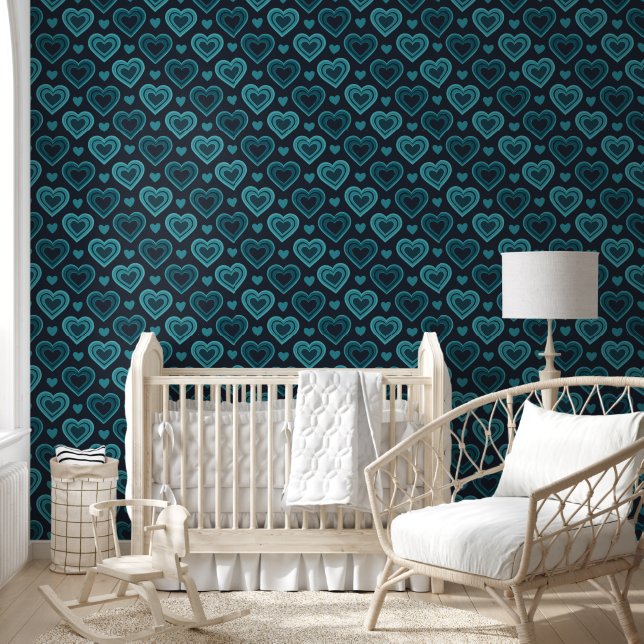 Teal Hearts Wallpaper (Kids)
