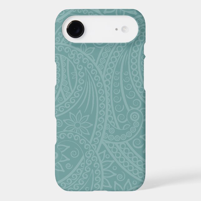Teal Henna Swirl Pattern iPhone Case (Back)