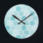 Teal Hexagons Round Clock<br><div class="desc">Repeating Teal Hexagon Pattern</div>