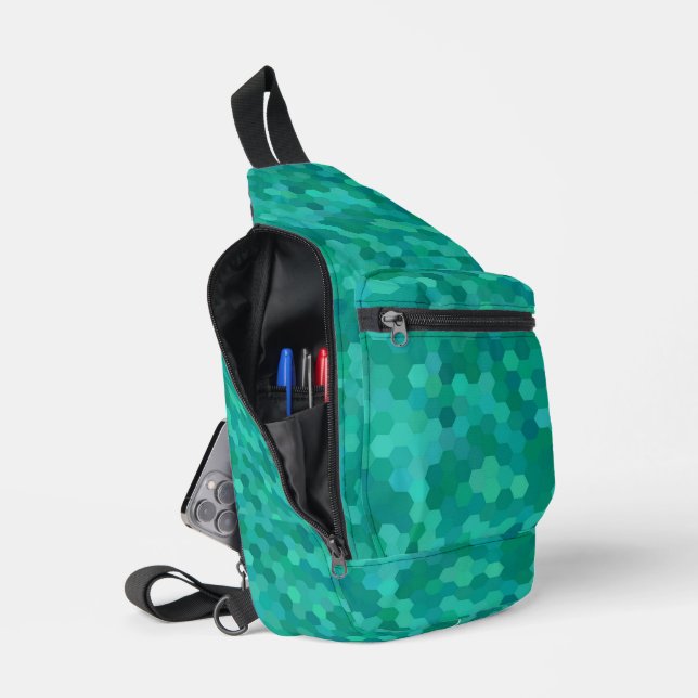 Teal Hexagons Sling Bag (Open)