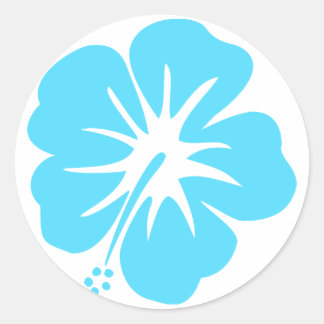Teal Hibiscus Classic Round Sticker