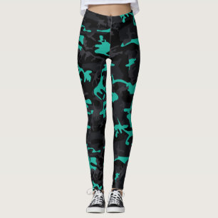 Teal Highlights Camo Leggings