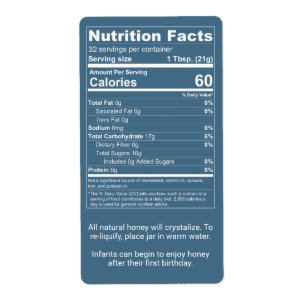 Teal Honey Jar Nutrition Facts