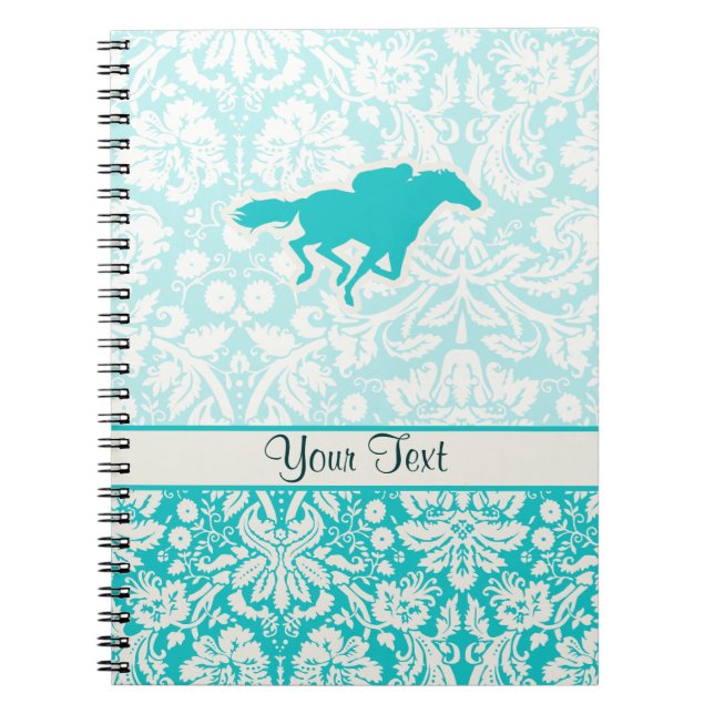Teal Horse Racing Spiral Notebook (Front)