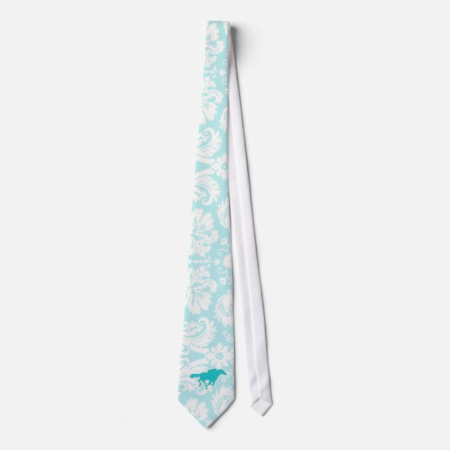 Teal Horse Racing Tie (Front)