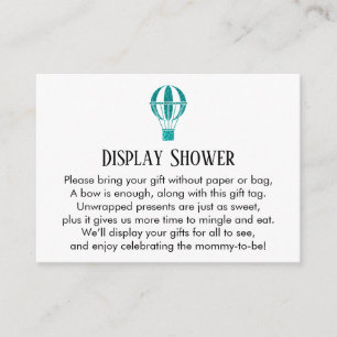 Teal Hot Air Balloon Display Shower Insert Card