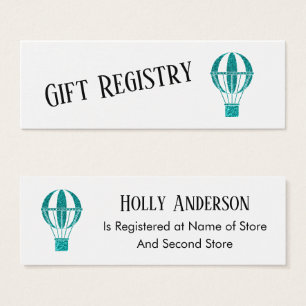 Teal Hot Air Balloon Simple Gift Registry Cards