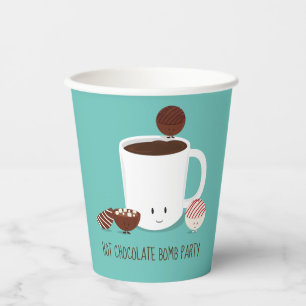 Teal Hot Chocolate Bomb Party Paper Cups