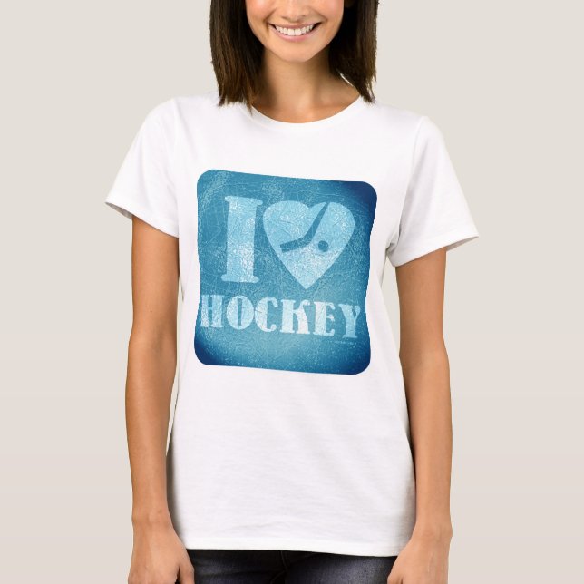 Teal Ice I Heart Hockey Epic Sports Logo T-Shirt (Front)