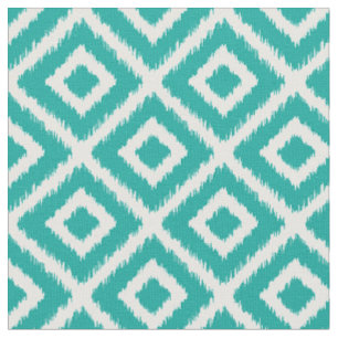 Teal Ikat Diamonds Fabric