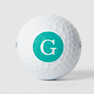 Teal Initial Monogram Golf Balls