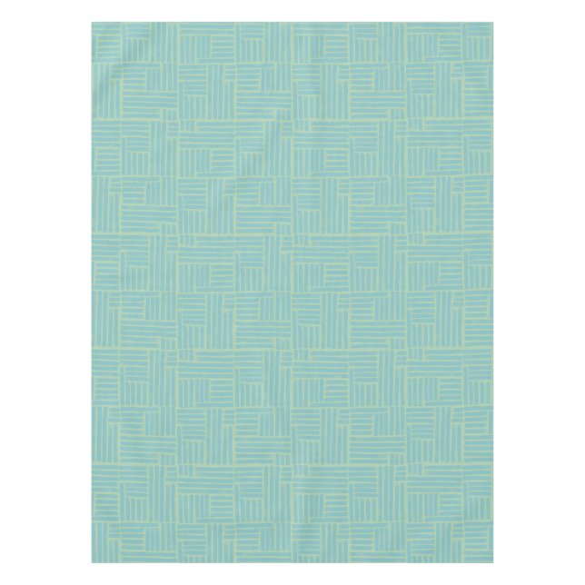 Teal ink roller stripes tablecloth (Front)