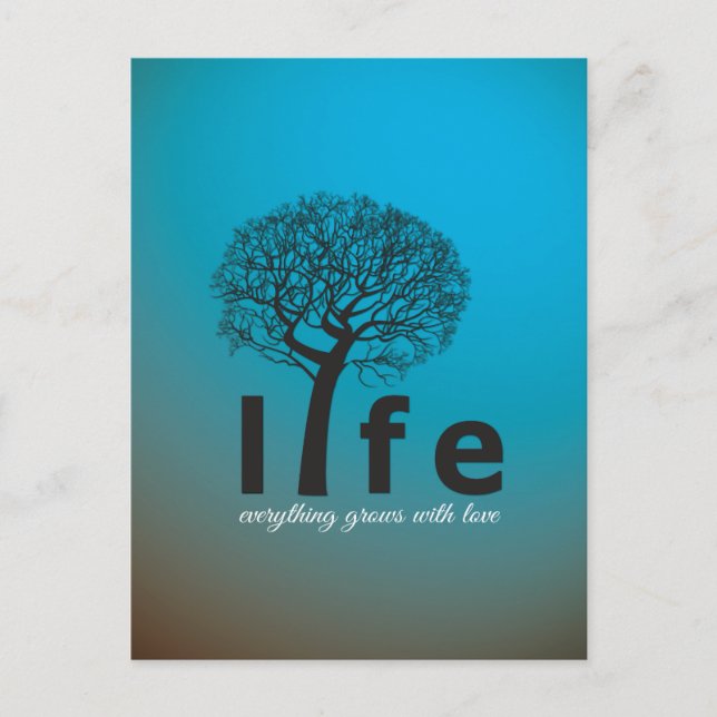 Teal Inspirational Life Tree Quote Postcard (Front)
