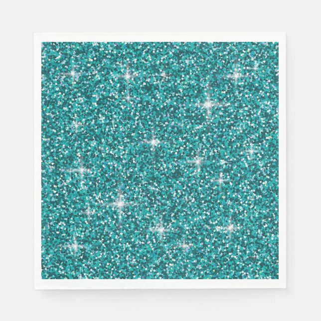 Teal iridescent glitter napkin (Front)
