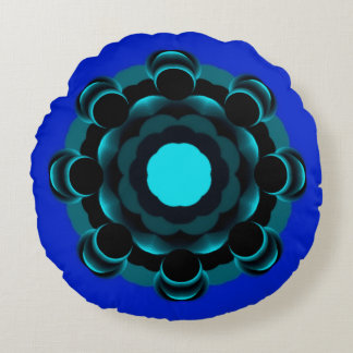 Teal-ish Mandala Design ~ 7.25.24.2 Round Cushion