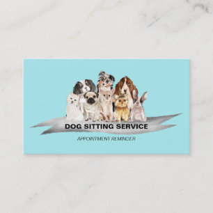 Teal Ivory Sparkle Dog Walker Appointment Business Card