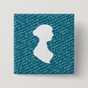 Teal Jane Austen Pride Prejudice Netherfield 15 Cm Square Badge