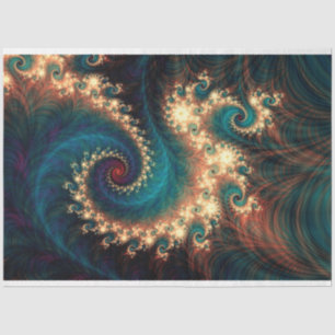Teal Jewel Fractal Abstract 1 Decoupage Tissue Paper