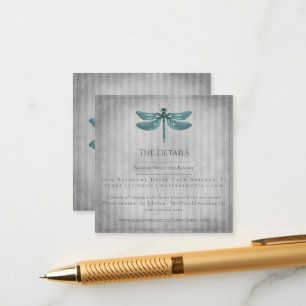 Teal Jewelled Dragonfly Wedding Enclosure Card