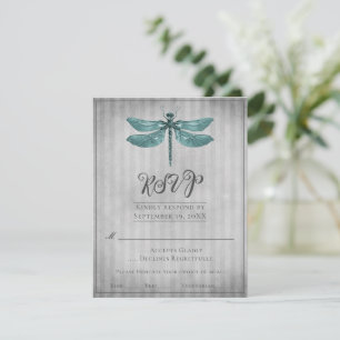 Teal Jewelled Dragonfly Wedding RSVP